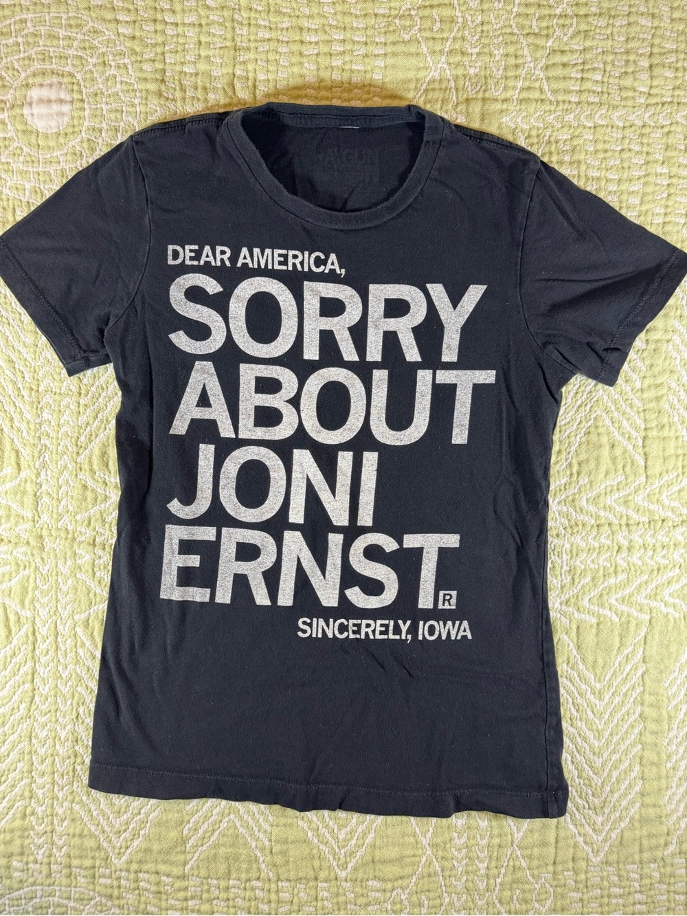 GUC Iowa Raygun Women’s Black Tee - Sorry About Senator Joni Ernst